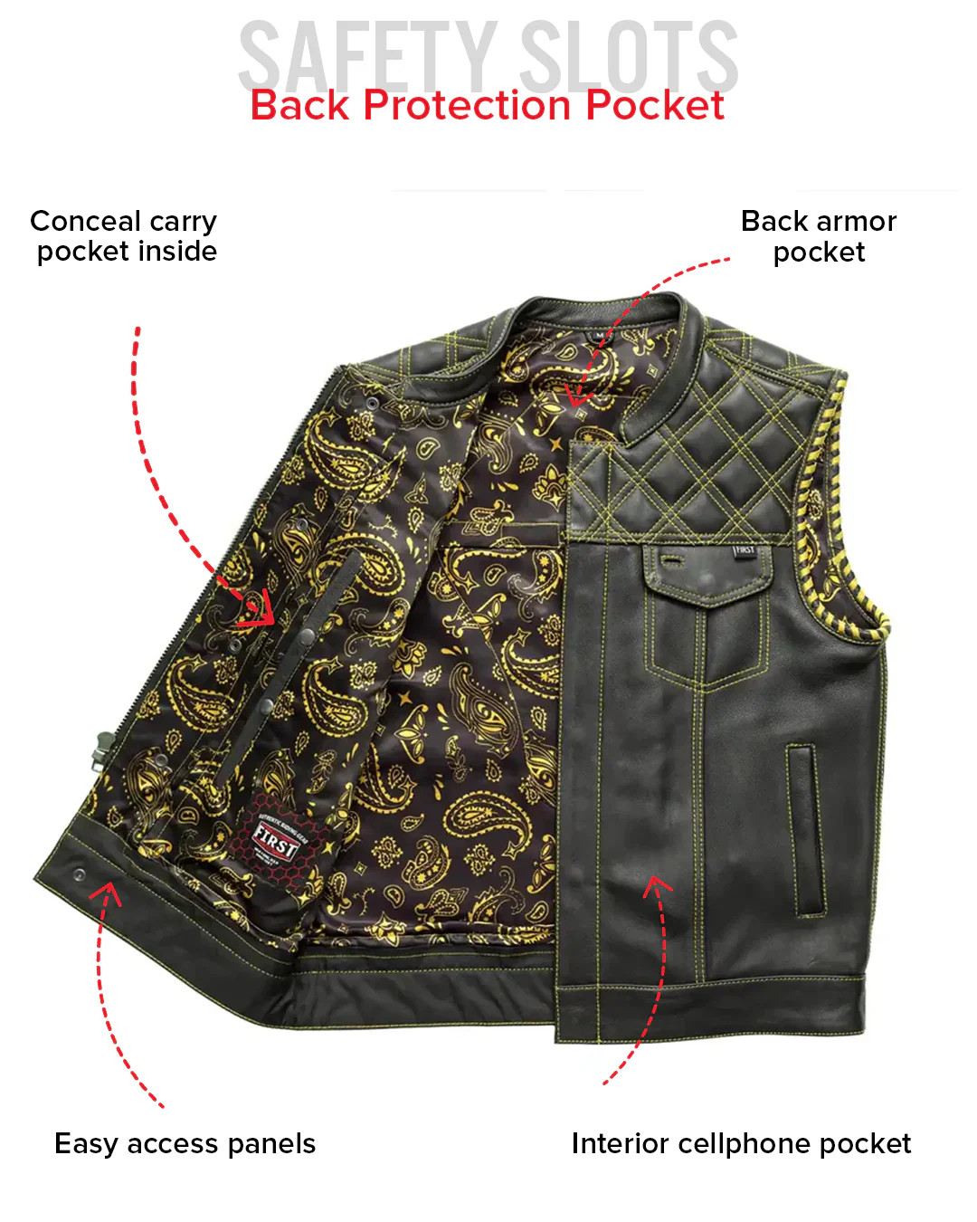 Sinister - Men's Motorcycle Leather Vest - Image 35