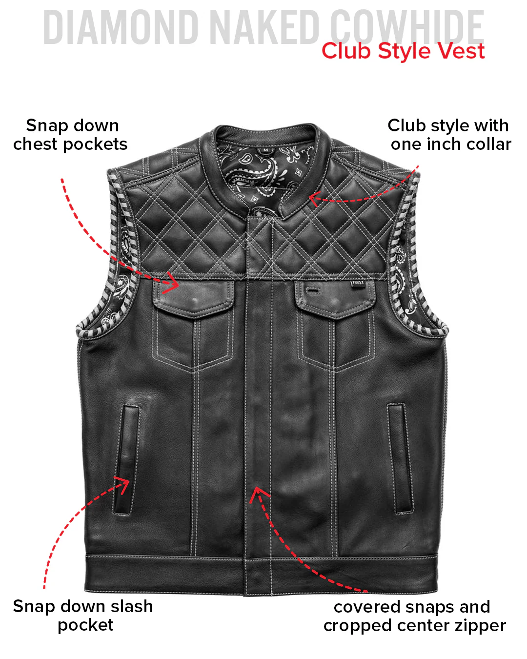 Sinister - Men's Motorcycle Leather Vest - Image 38