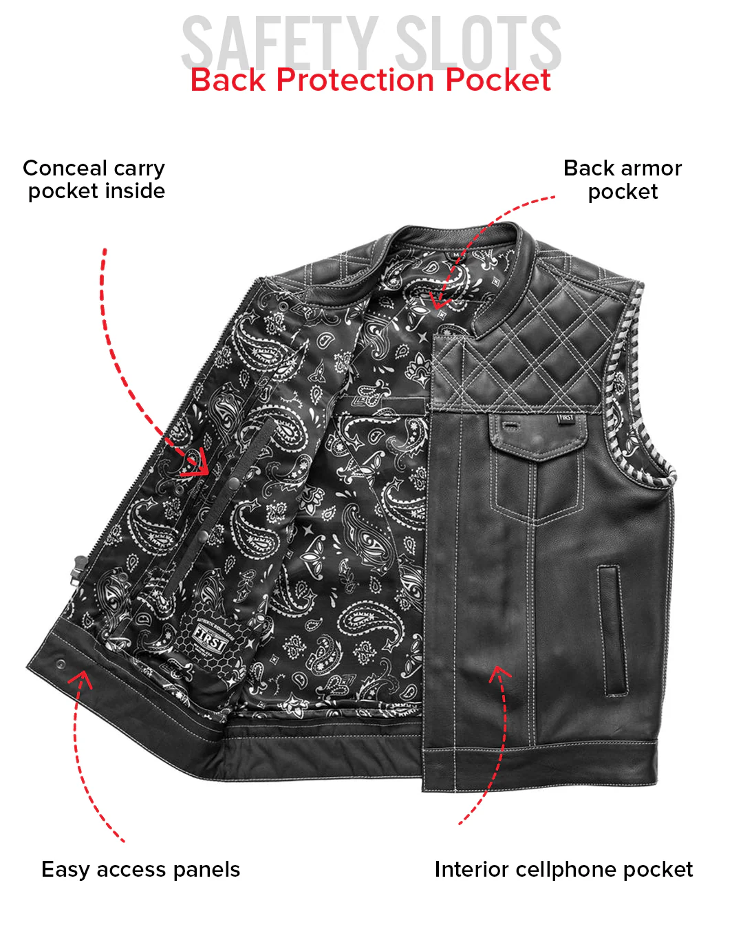 Sinister - Men's Motorcycle Leather Vest - Image 40