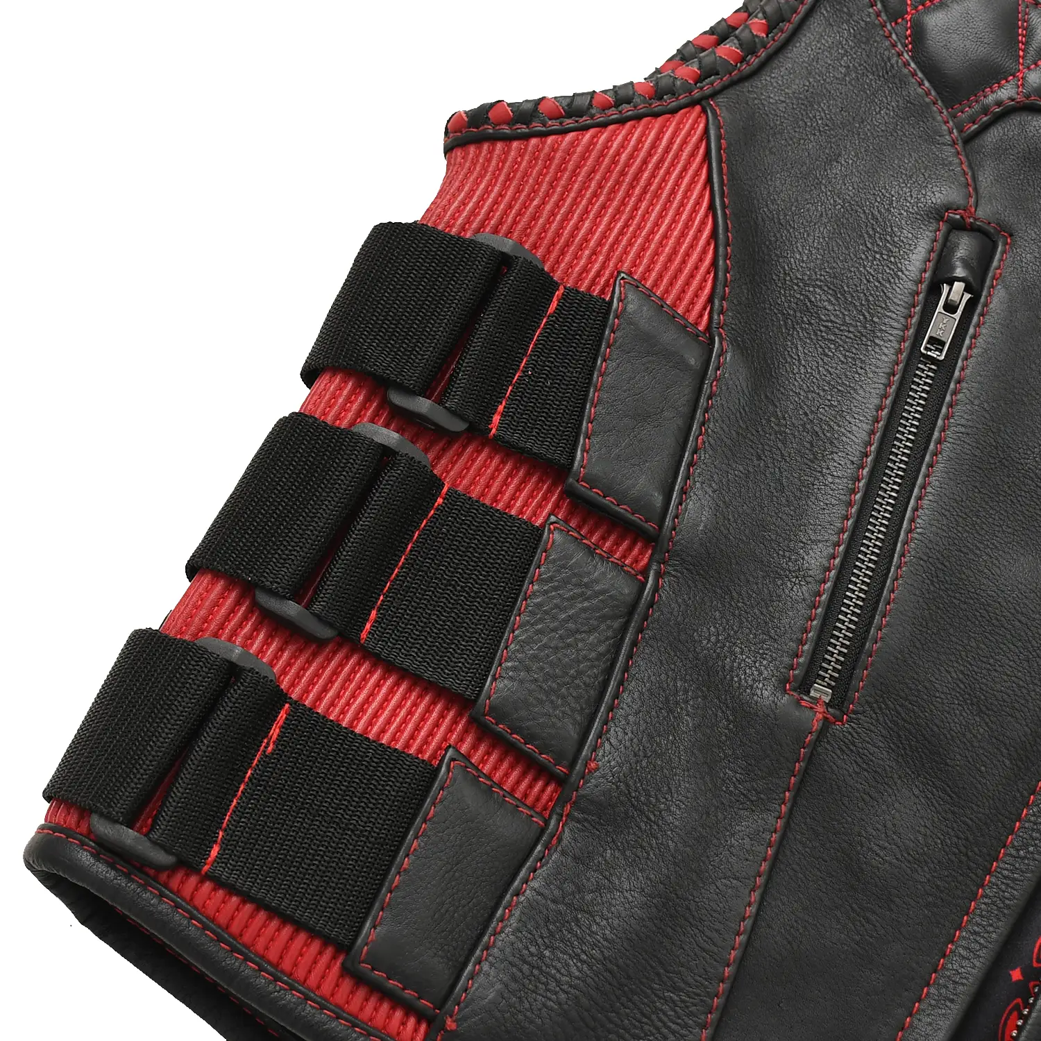 Tactical Emerald Men’s Motorcycle Leather Vest - Image 21