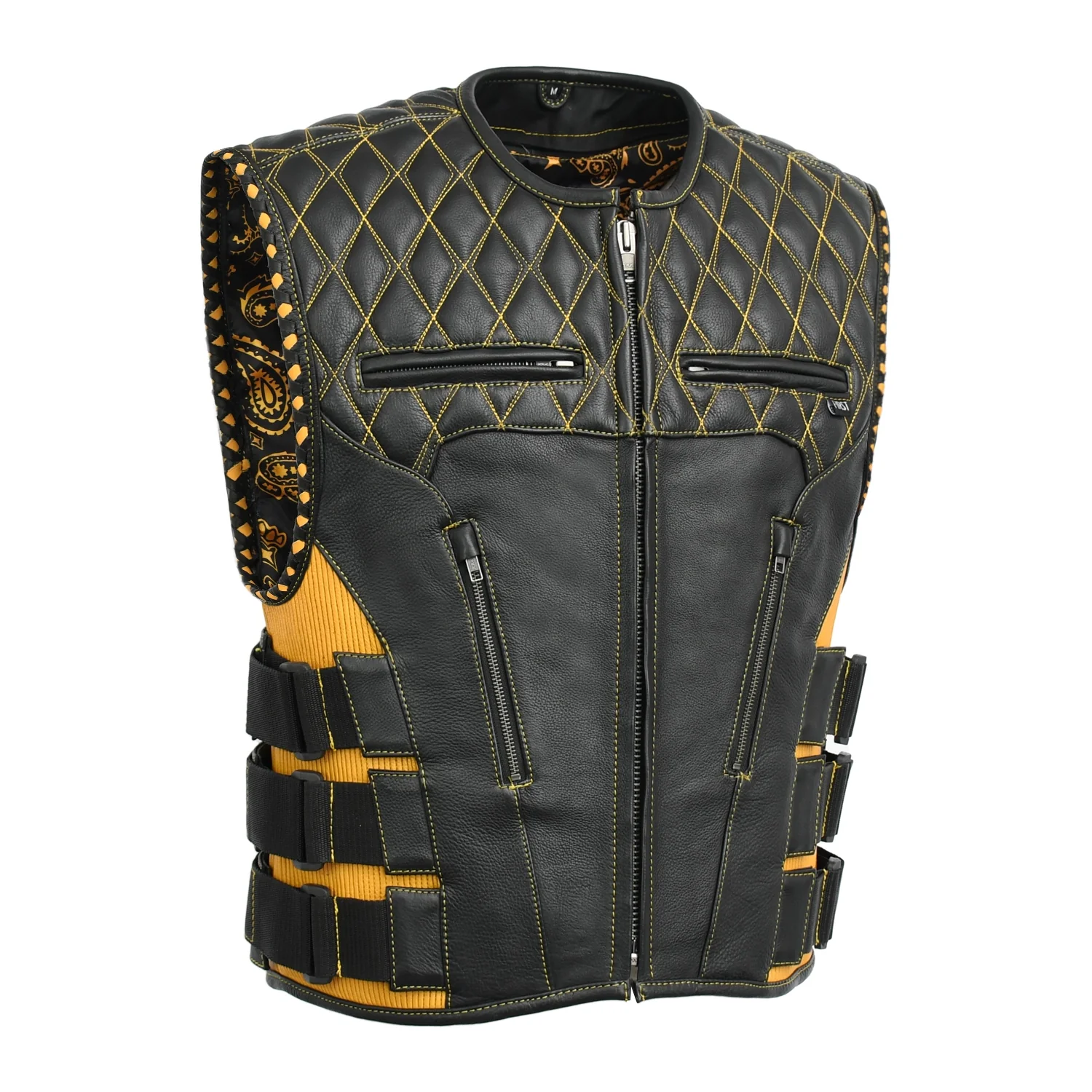 Tactical Emerald Men’s Motorcycle Leather Vest - Image 26