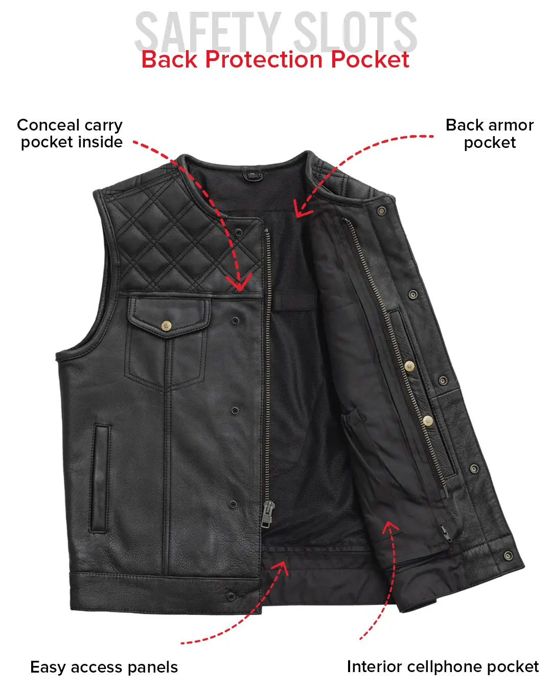 Tactical Emerald Men’s Motorcycle Leather Vest - Image 42