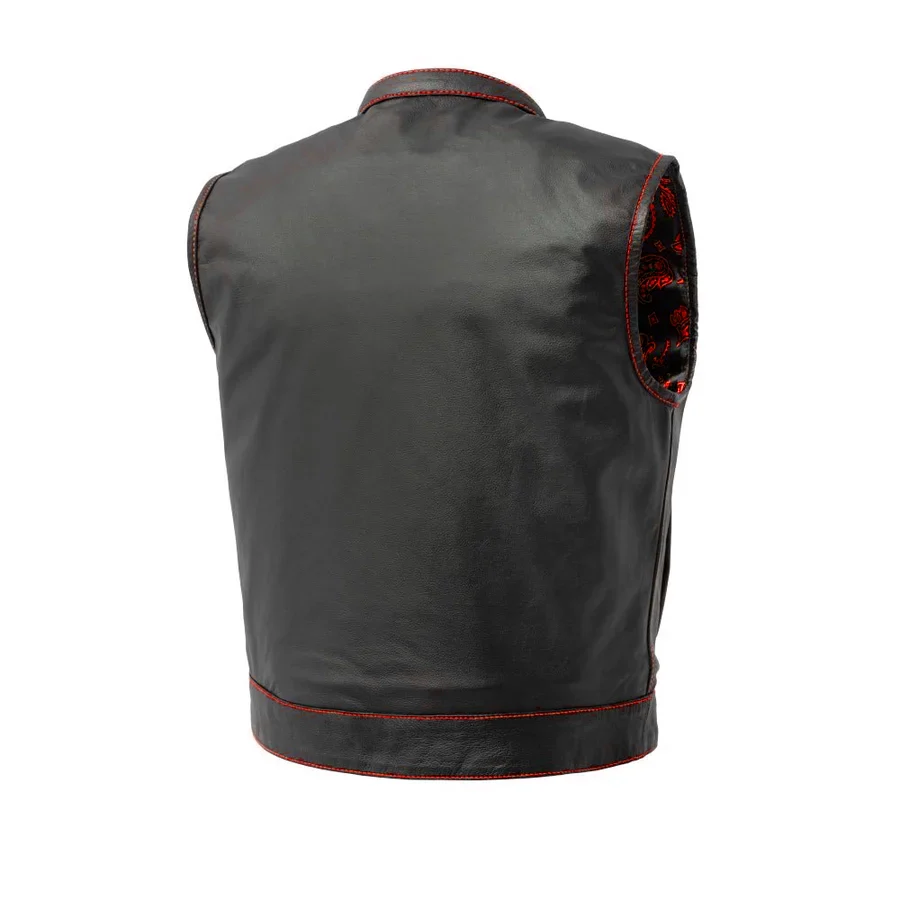 The Club Cut Men's Motorcycle Leather Vest, Multiple Color Options - Image 14