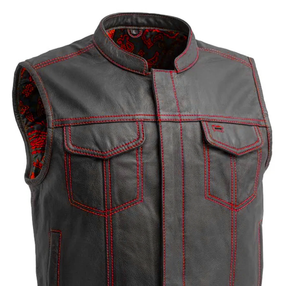 The Club Cut Men's Motorcycle Leather Vest, Multiple Color Options - Image 16