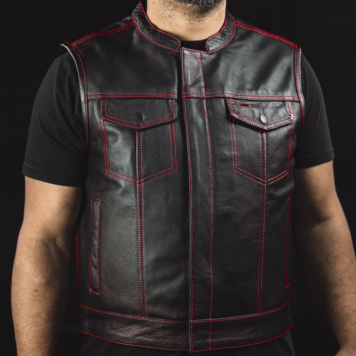 The Club Cut Men's Motorcycle Leather Vest, Multiple Color Options - Image 19