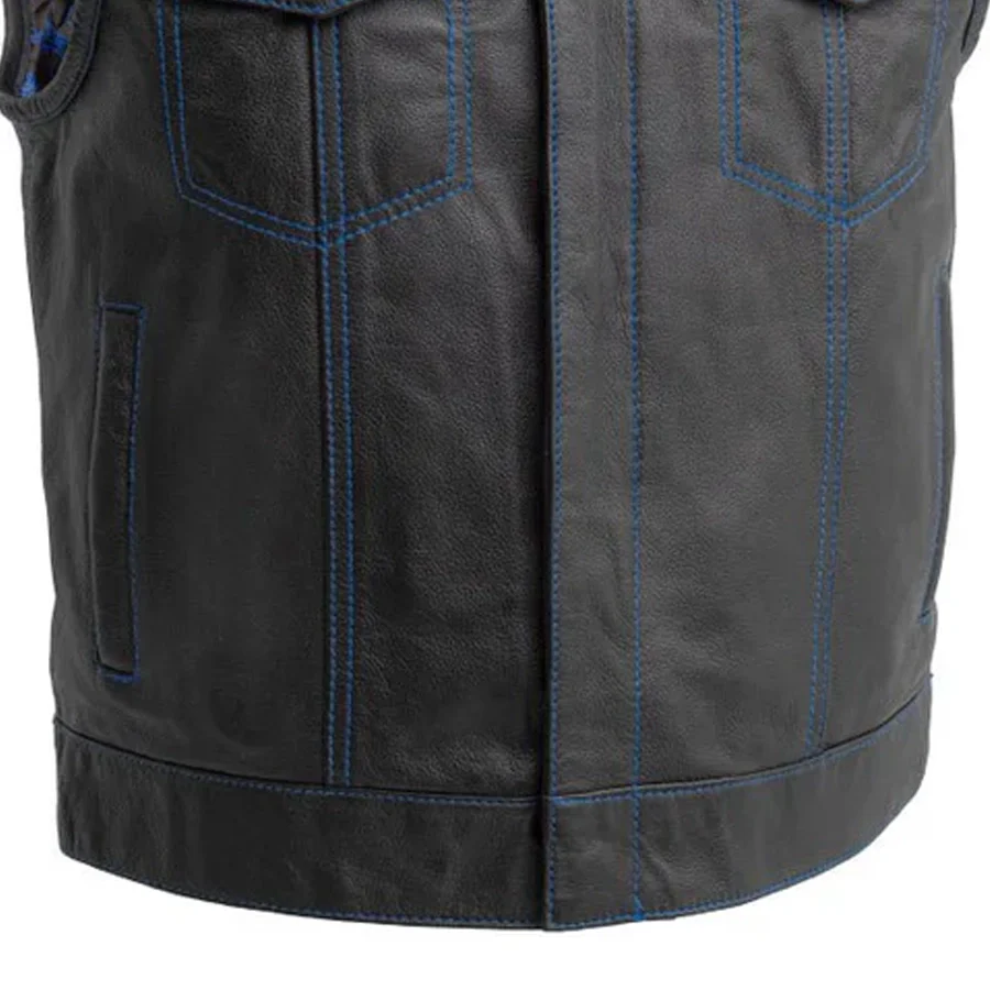 The Club Cut Men's Motorcycle Leather Vest, Multiple Color Options - Image 24