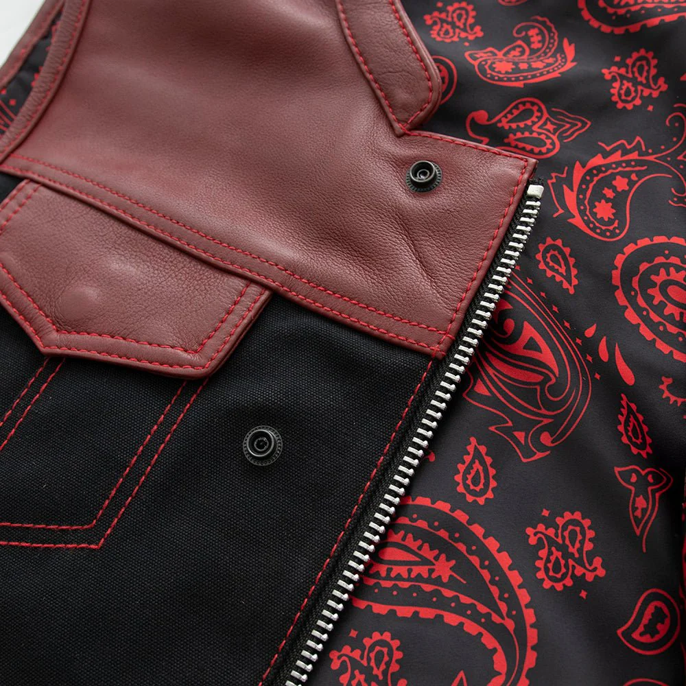 Crusher - Men's Leather/Canvas Motorcycle Vest - Limited Edition - Image 4