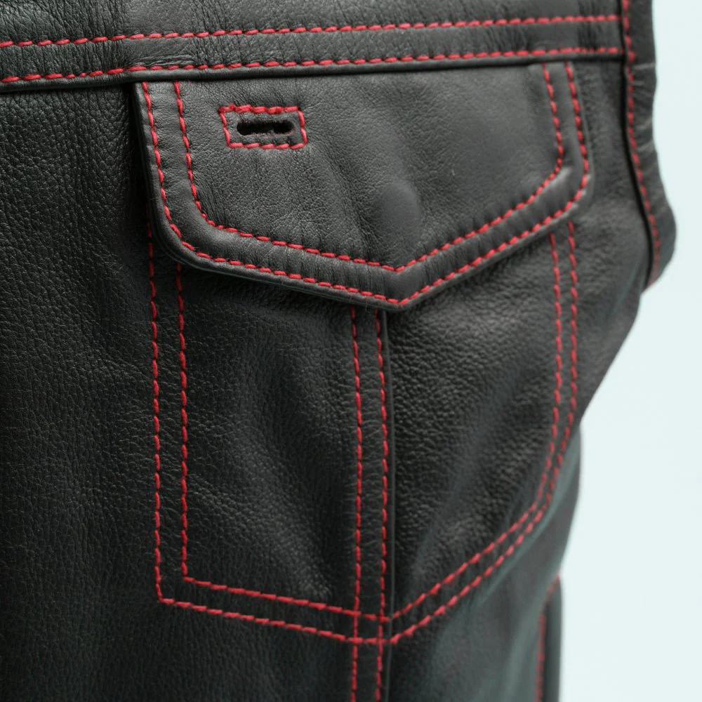 The Cut Men's Motorcycle Leather Vest, Multiple Color Options - Image 12
