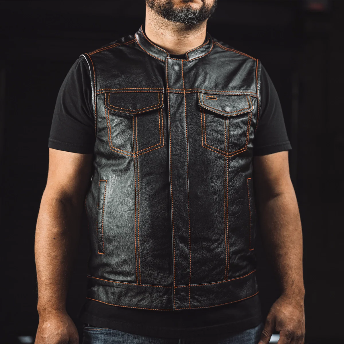 The Cut Men's Motorcycle Leather Vest, Multiple Color Options - Image 16