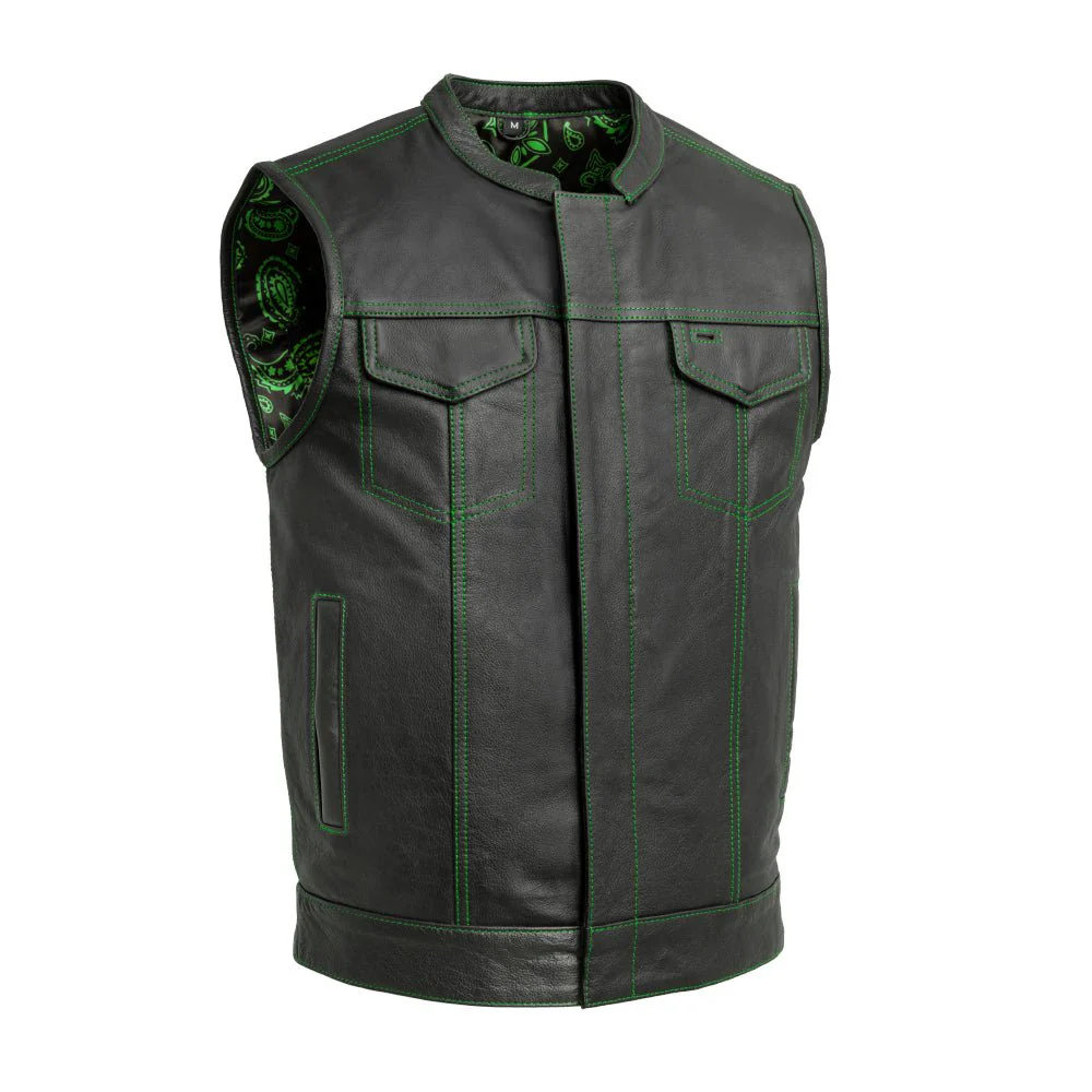 The Cut Men's Motorcycle Leather Vest, Multiple Color Options - Image 2