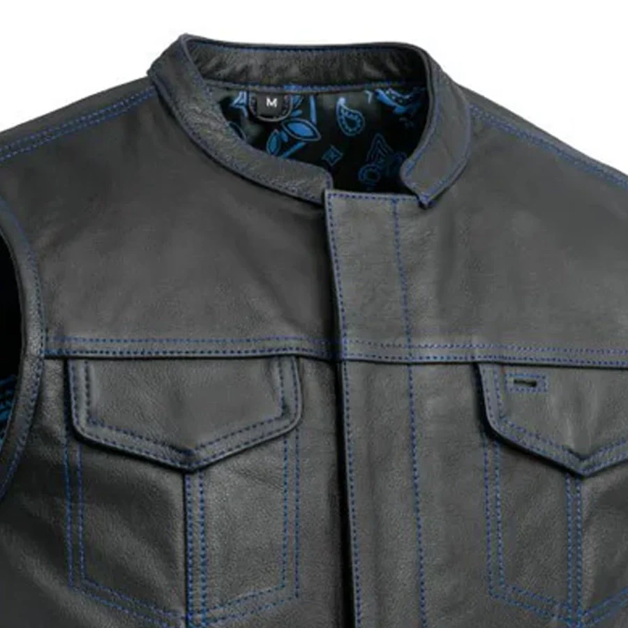The Cut Men's Motorcycle Leather Vest, Multiple Color Options - Image 27