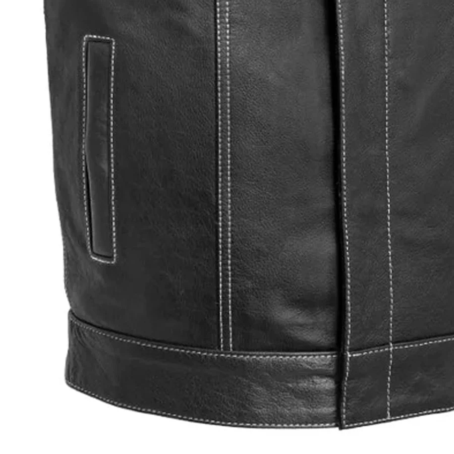 The Cut Men's Motorcycle Leather Vest, Multiple Color Options - Image 34