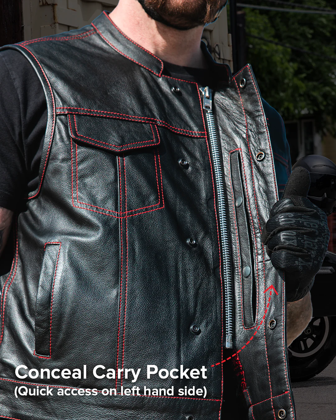 The Cut Men's Motorcycle Leather Vest, Multiple Color Options - Image 47