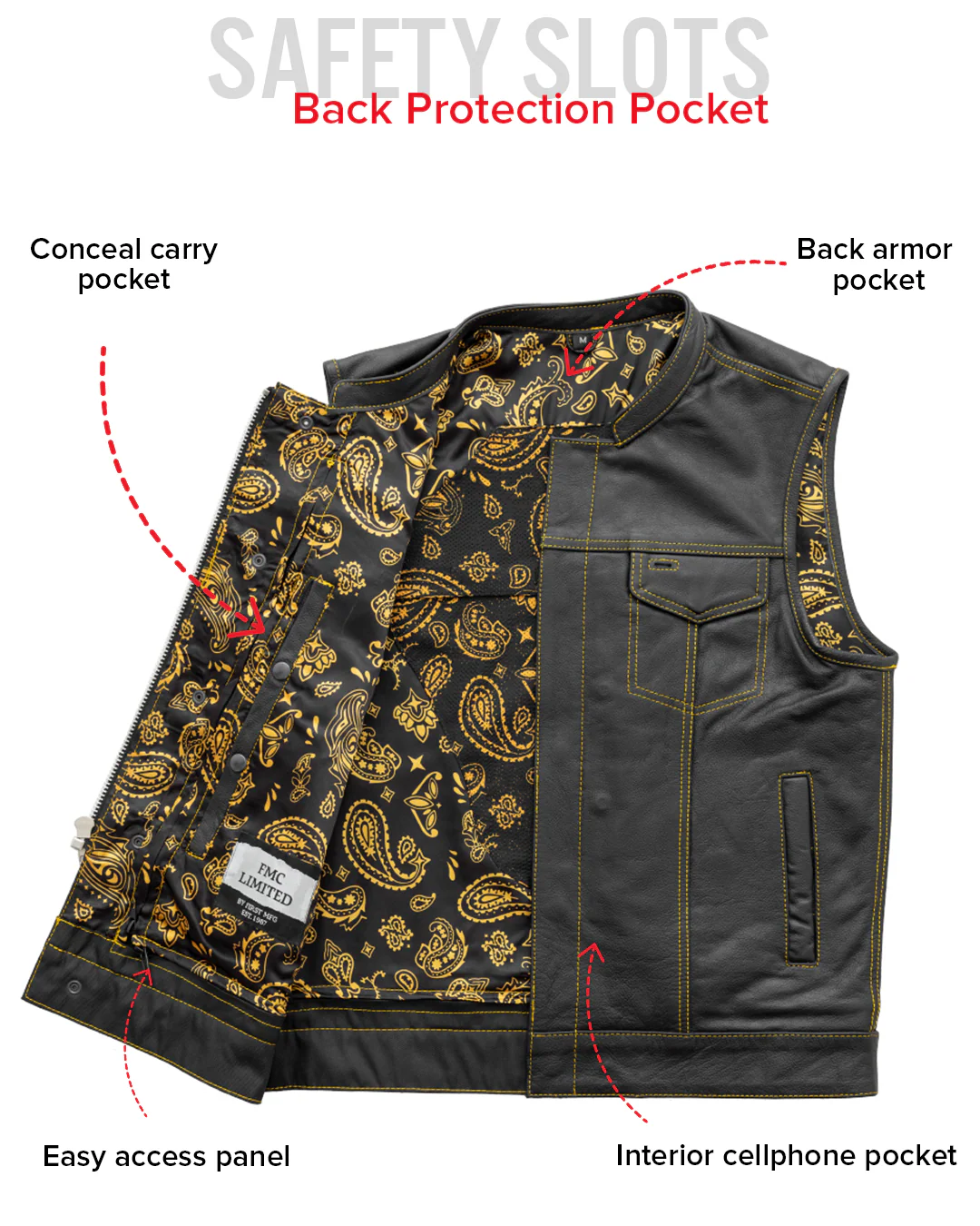 The Cut Men's Motorcycle Leather Vest, Multiple Color Options - Image 52