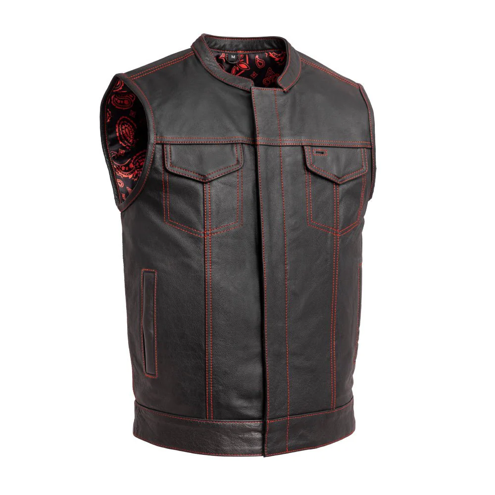 The Cut Men's Motorcycle Leather Vest, Multiple Color Options - Image 7