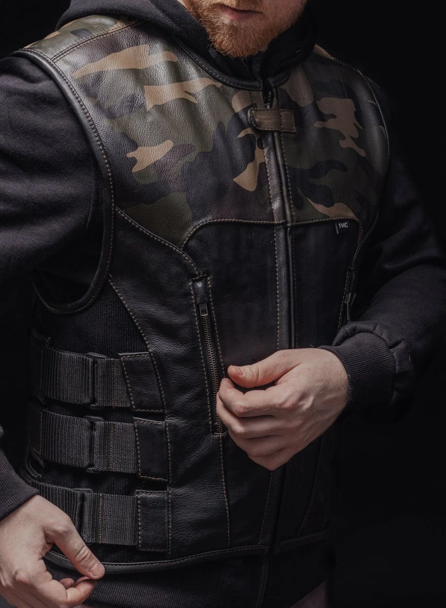 Predator - Men's Swat Style Leather Motorcycle Vest - Limited Edition - Image 3