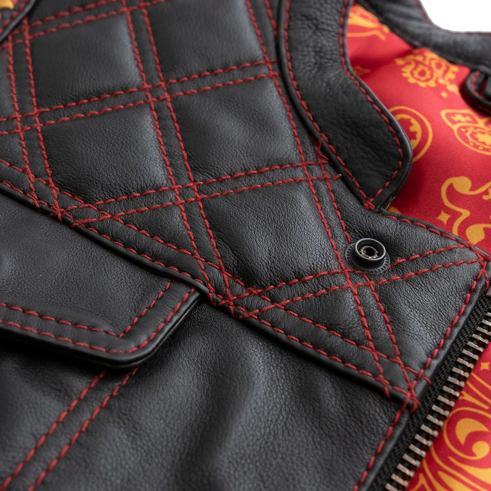 Torch Women's Motorcycle Leather Vest - Image 4