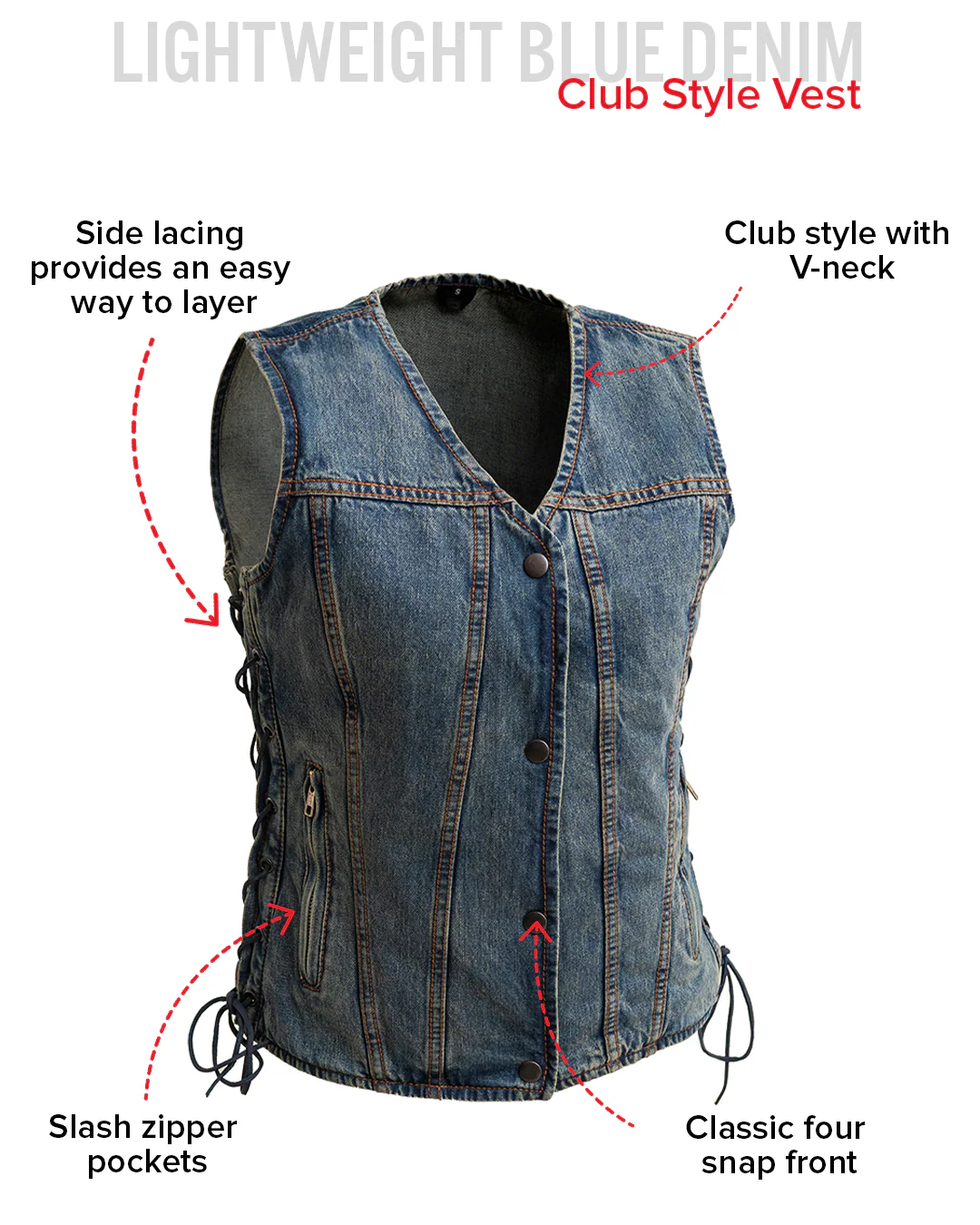 Tiff Women's Motorcycle Denim Vest - Image 6