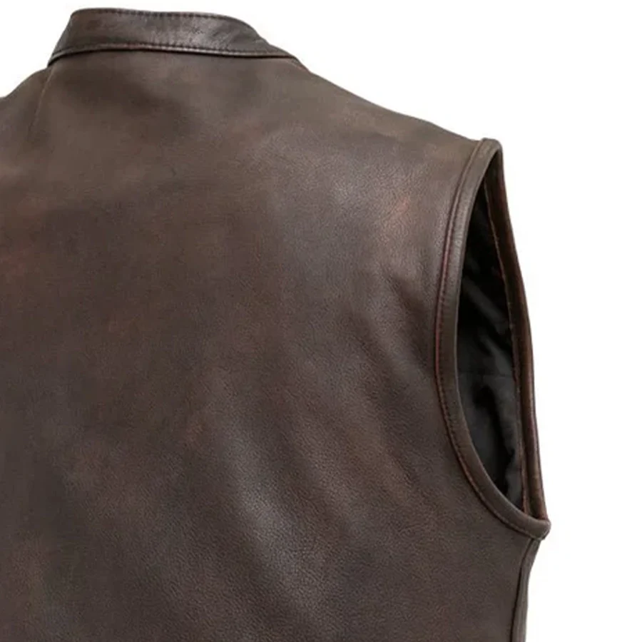 Top Rocker Men's Motorcycle Leather Vest - Image 10