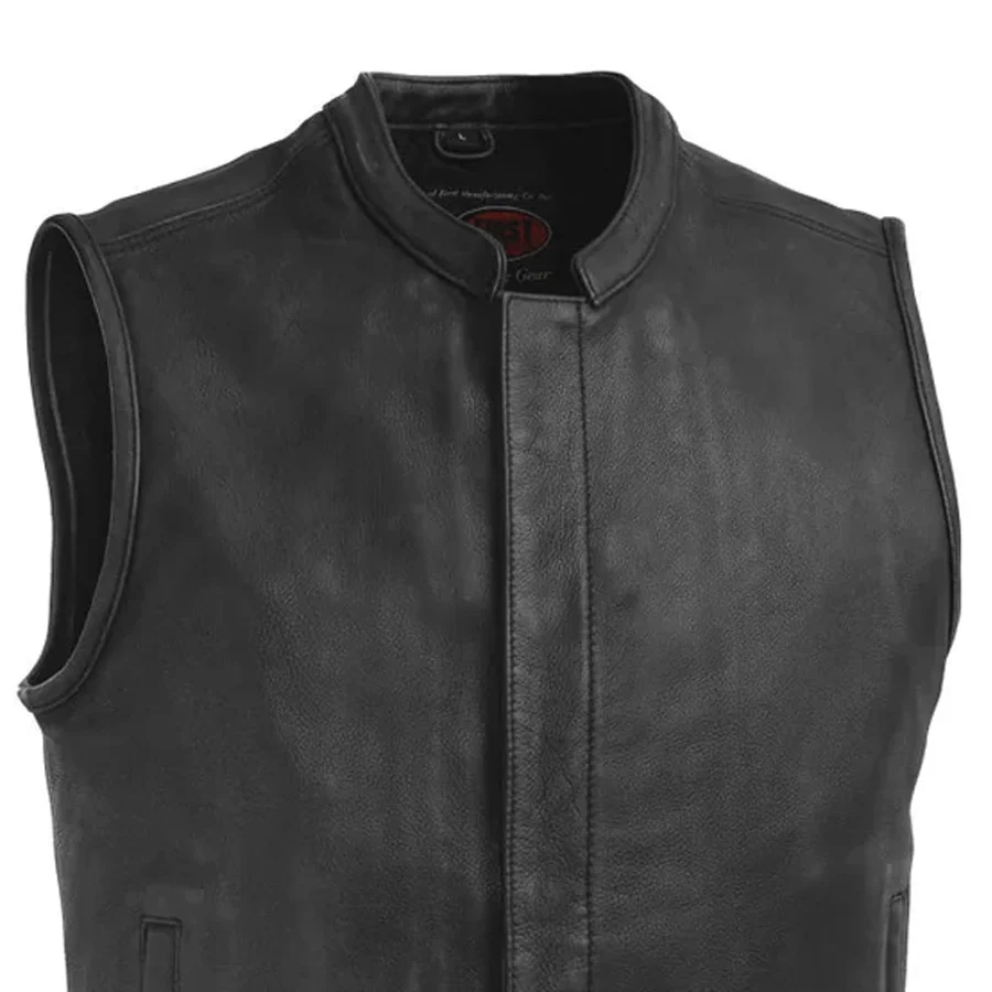 Top Rocker Men's Motorcycle Leather Vest - Image 4