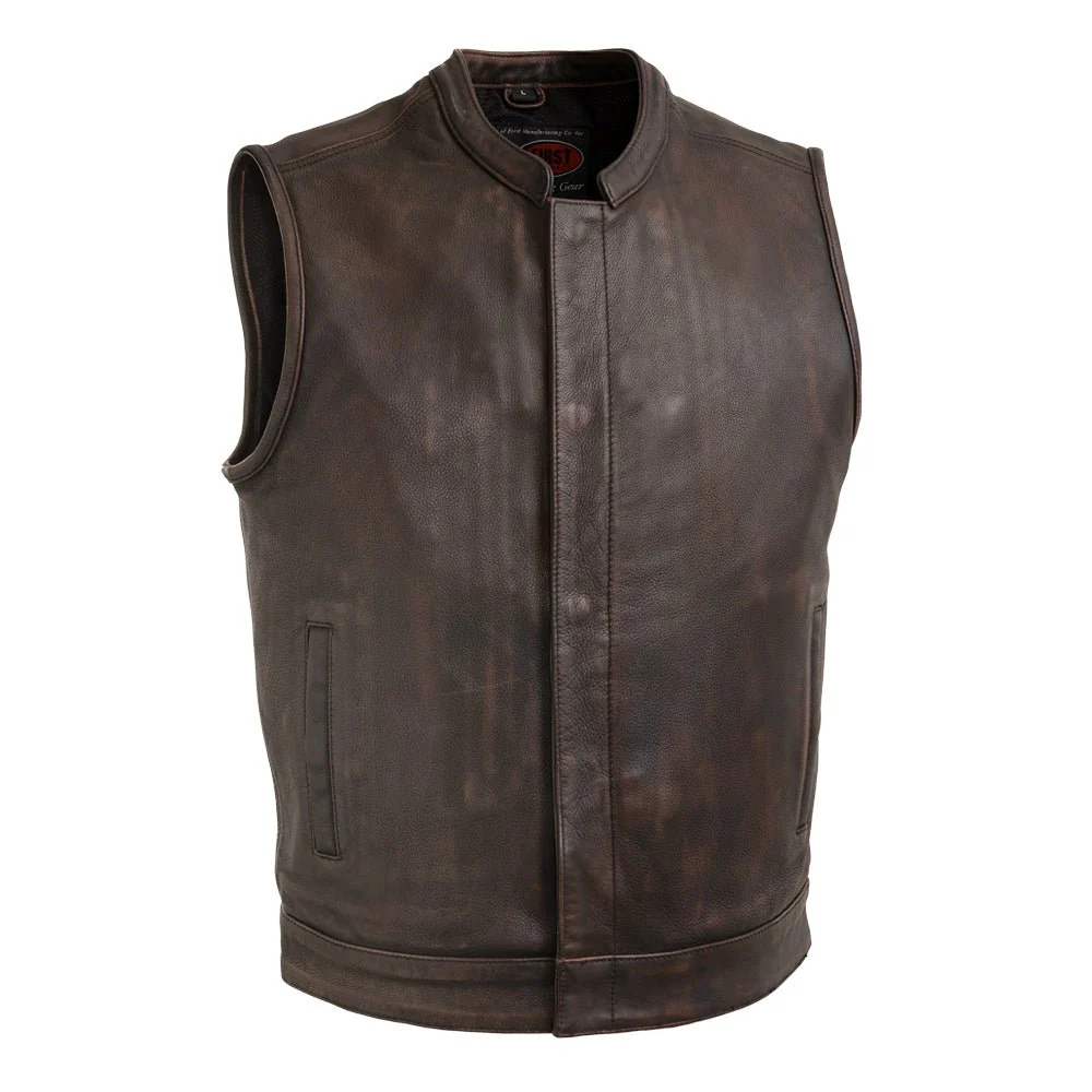 Top Rocker Men's Motorcycle Leather Vest - Image 6