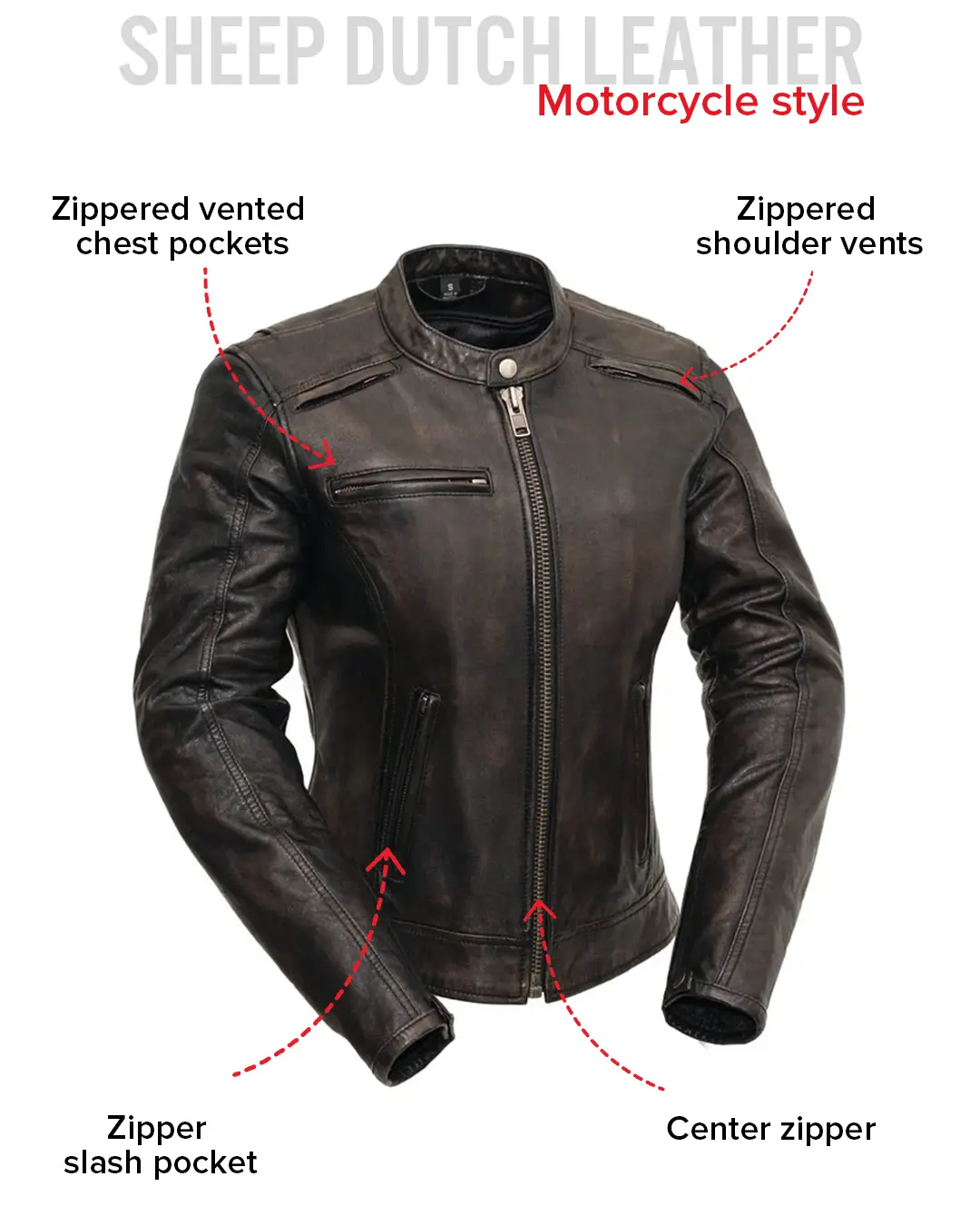 Trickster Womens Motorcycle Leather Jacket - Image 11