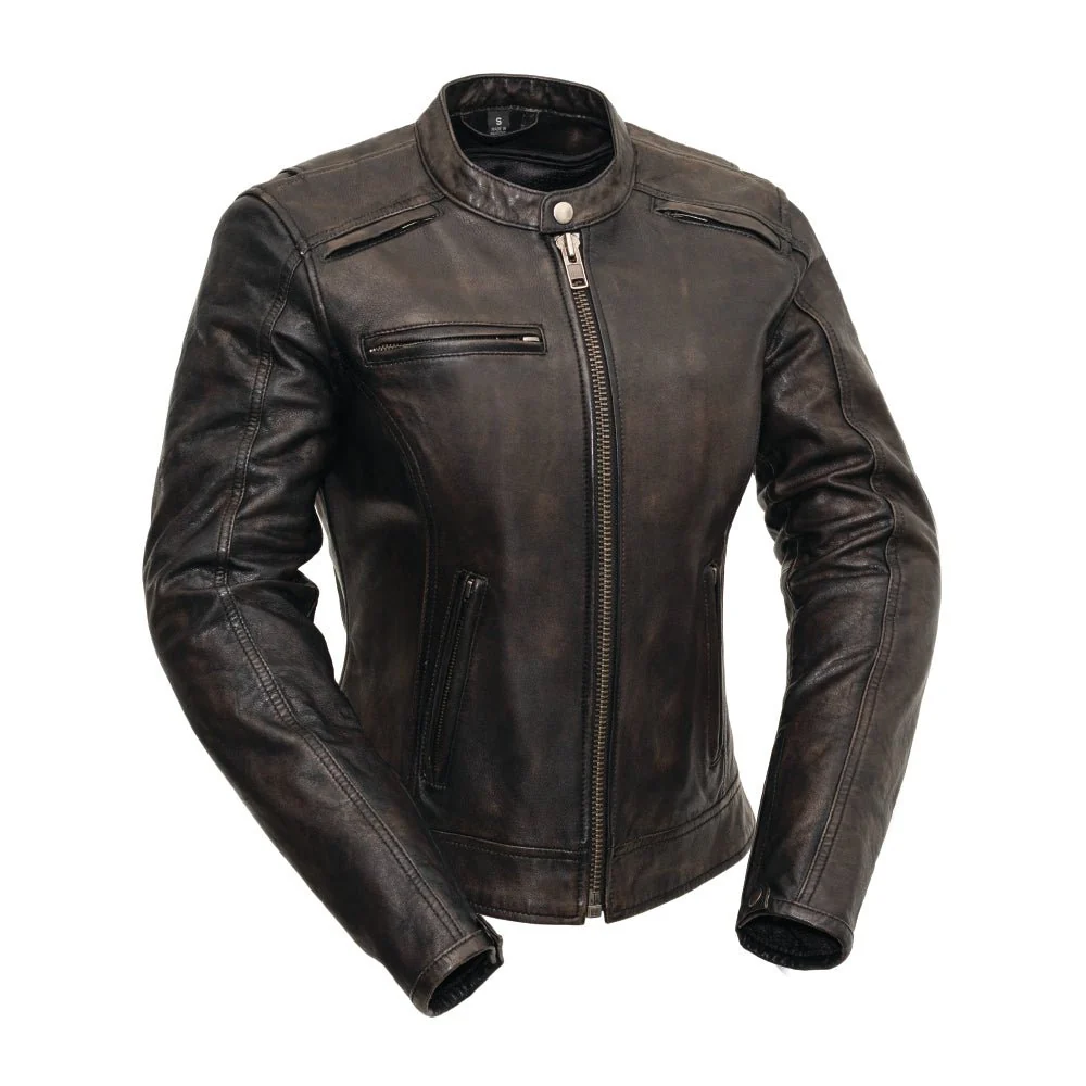 Trickster Womens Motorcycle Leather Jacket - Image 2
