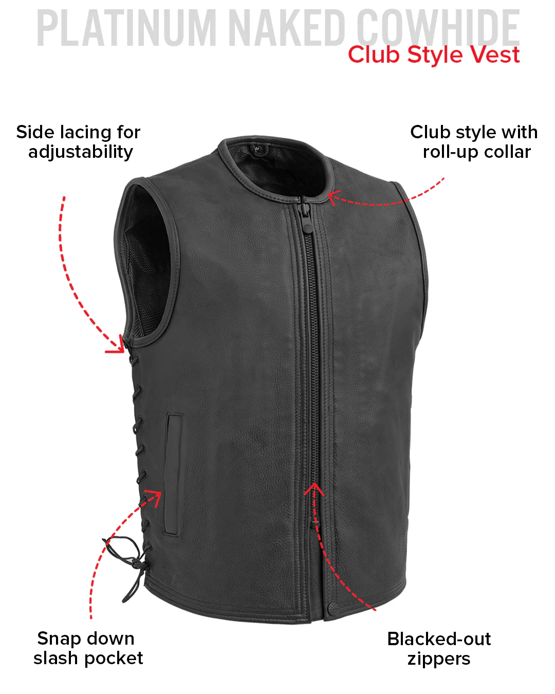 Venom Men's Motorcycle Leather Vest - Image 5