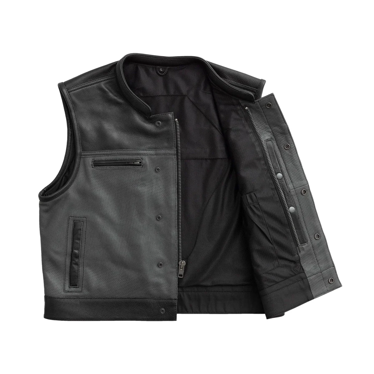 V-Twin Visionary Battleship Perforated Leather Vest - Image 3