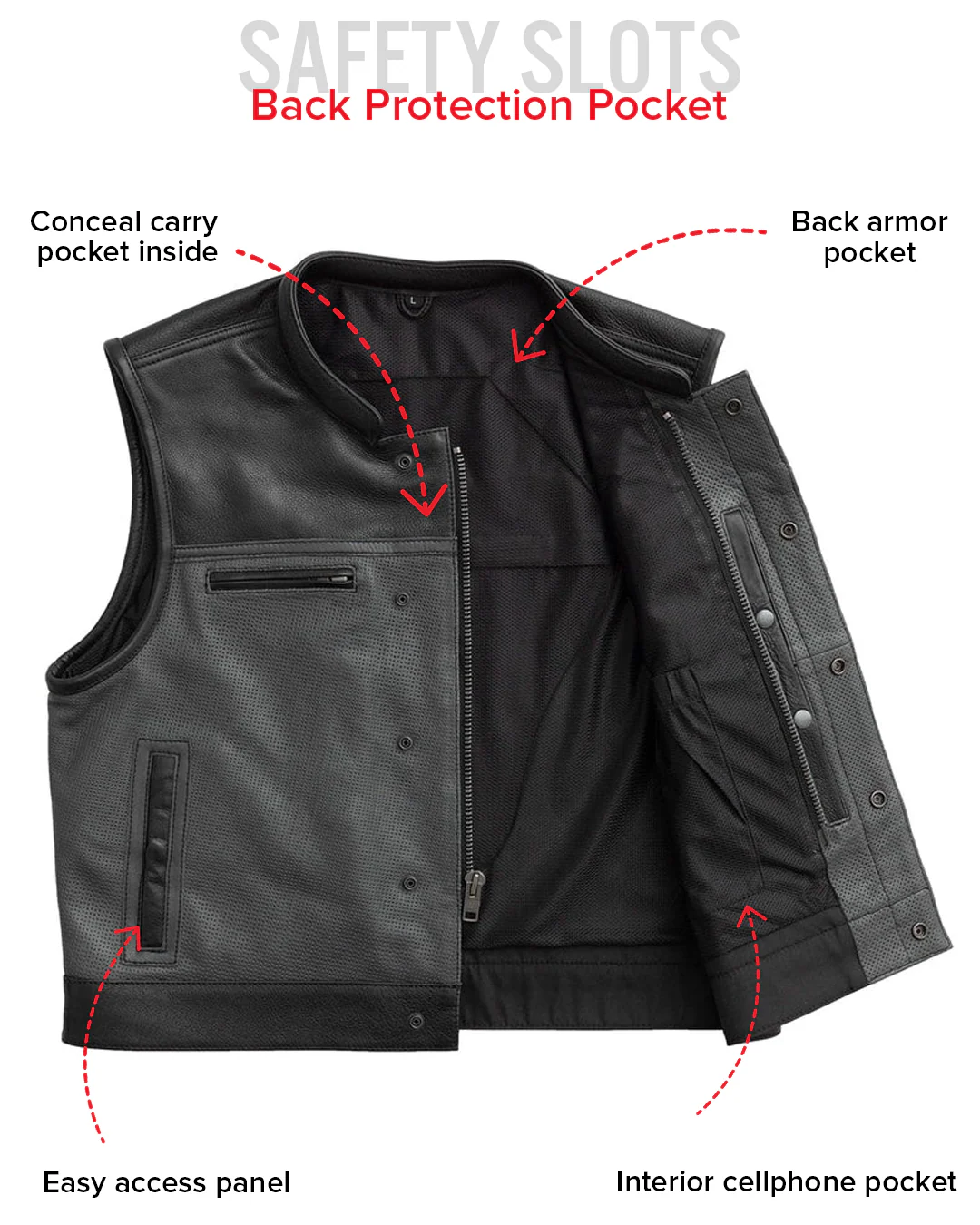 V-Twin Visionary Battleship Perforated Leather Vest - Image 8