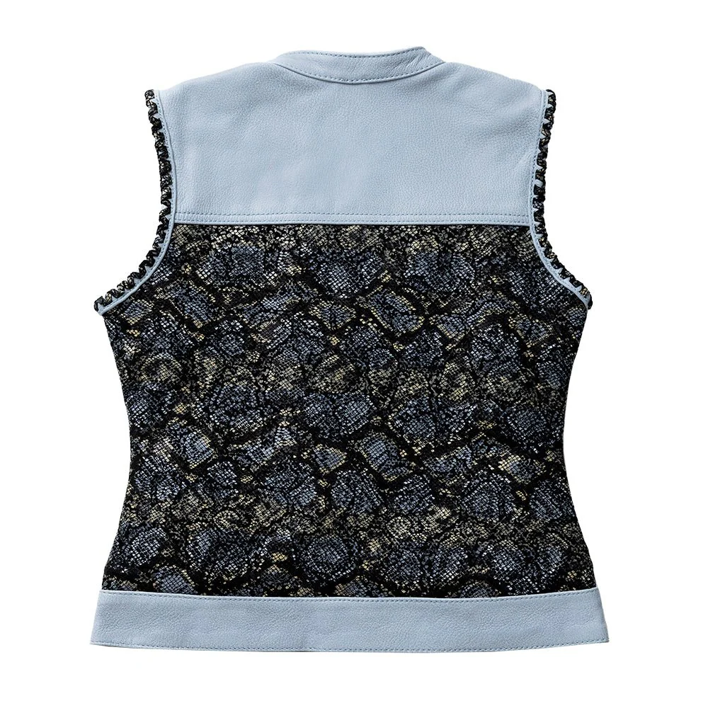 Blue Viper Women's Club Style Leather Motorcycle Vest - Limited Edition - Image 2