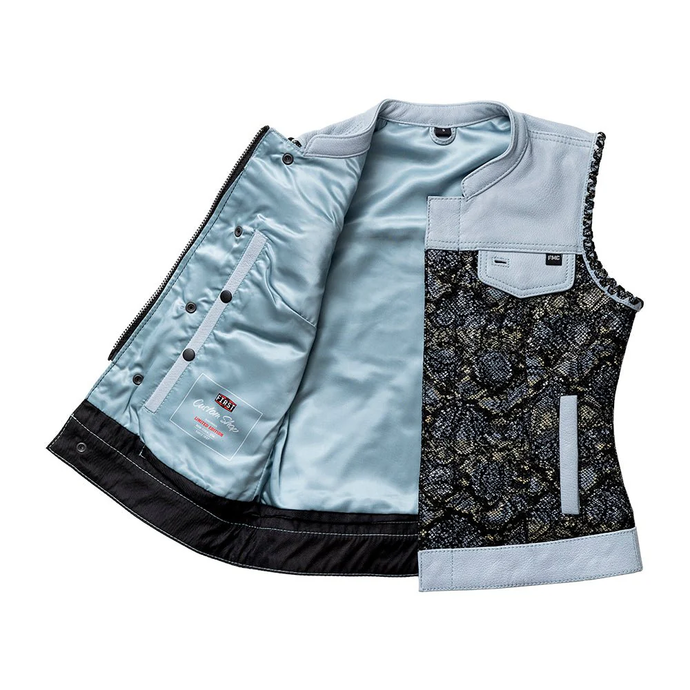 Blue Viper Women's Club Style Leather Motorcycle Vest - Limited Edition - Image 6