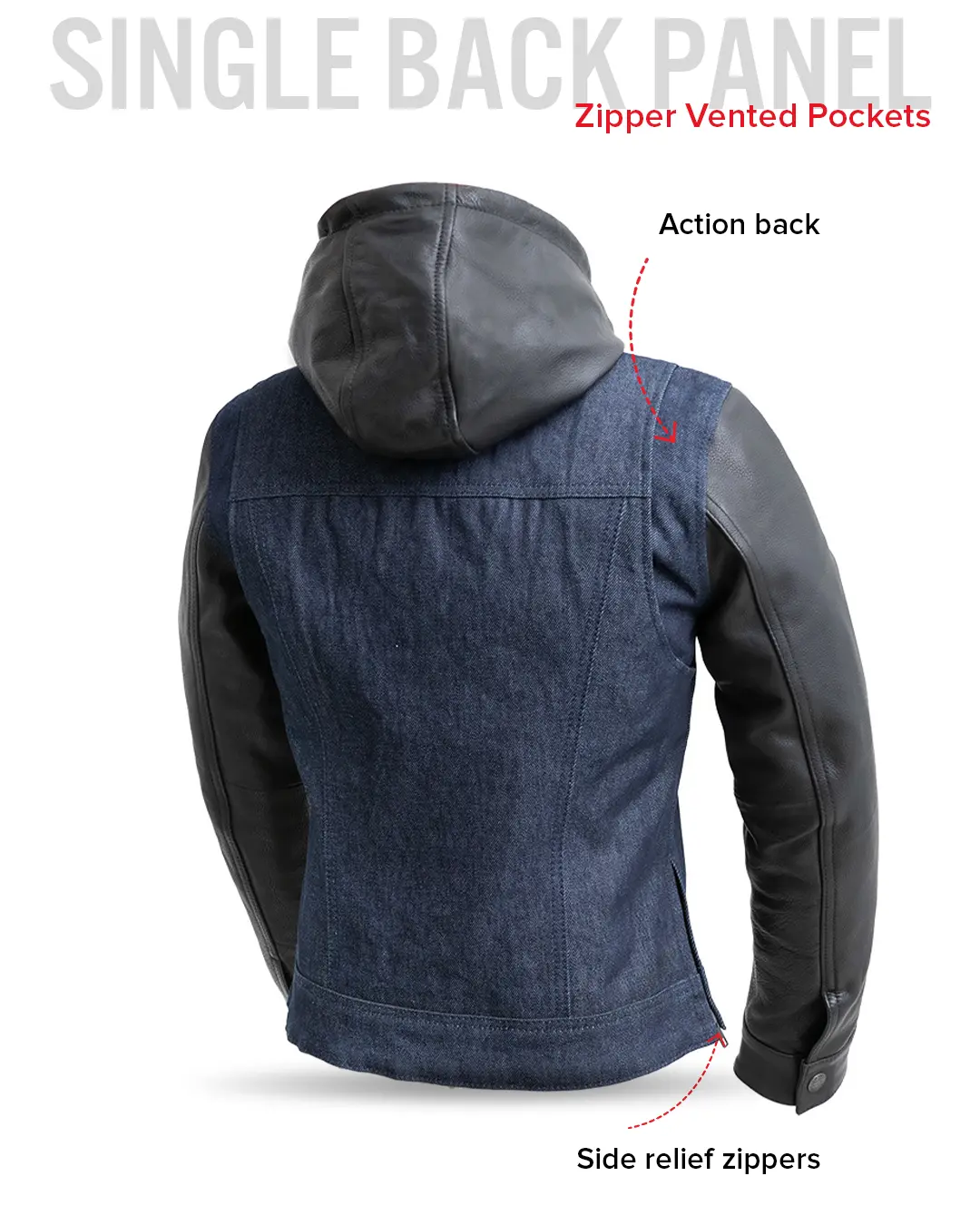 Holli - Motorcycle Denim/Leather Jacket - Image 9