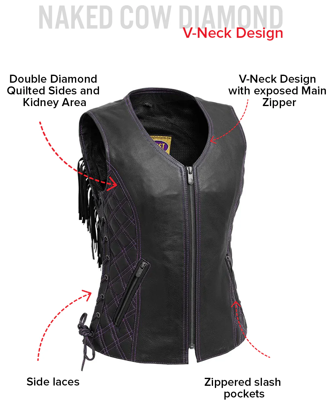 Bandida Women's Motorcycle Leather Vest - Image 7
