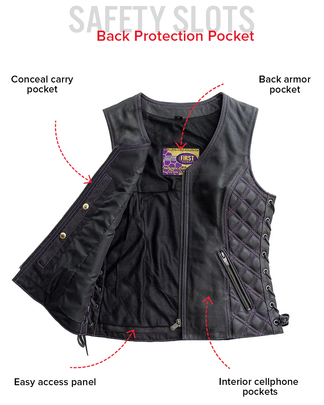 Bandida Women's Motorcycle Leather Vest - Image 8